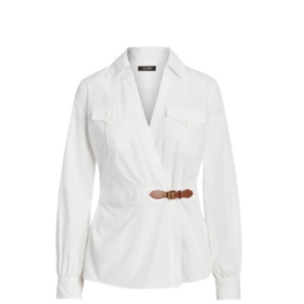Ralph Lauren buckle broadcloth blouse NWT